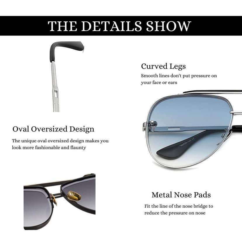 4Flaunt Rimless Aviator Stylish Trending & Latest Vintage Pilot Metal Body Sunglasses For Men And Women | 100% UV Protected (M, C4 - Gold Frame/Brown Gradient Lenses) view 7
