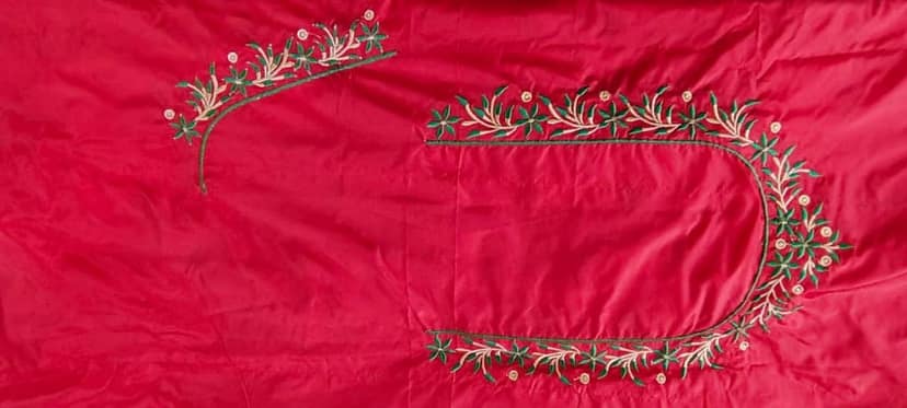 Red and green embroidered dupatta