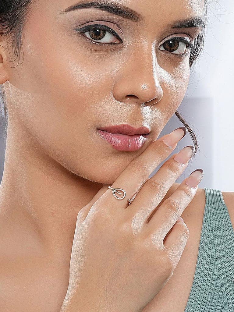 925 Sterling Silver Modern Quirky Minimal Adjustable Finger Ring view 2