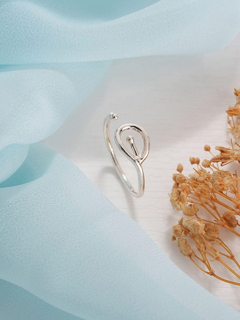 925 Sterling Silver Modern Quirky Minimal Adjustable Finger Ring view 7