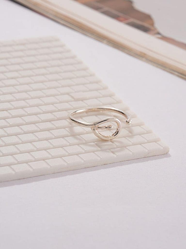 925 Sterling Silver Modern Quirky Minimal Adjustable Finger Ring view 8