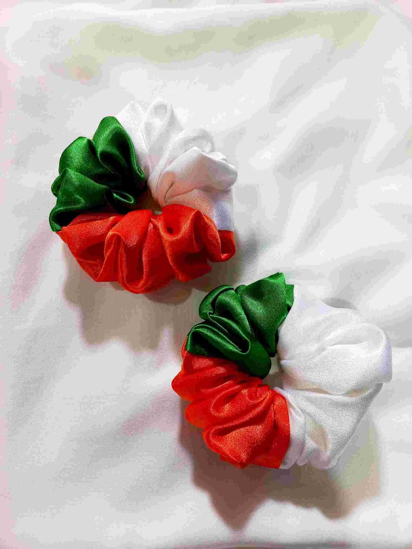 Tricolor Elastic Hair Scrunchies, Set of 2, for Girls, Women, Children Rubber Band (Multicolor)