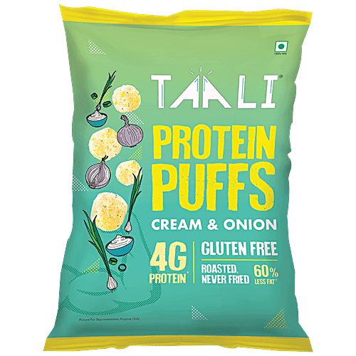 TAALI Protein Puffs - Cream & Onion, Roasted, Non-Fried, Gluten Free, 25 g Pouch