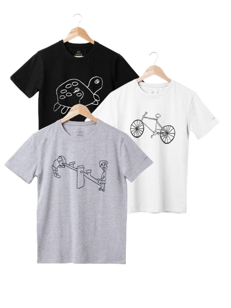 AIR GARB Boys Round Neck Printed Cotton T-shirt for 2-3 Years - Pack of 3 (K23-TBL-CW-SG) Multicolour