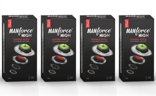 MANFORCE High Double Apple Flavoured Lubricated Condoms | Ultra Thin | 10 Sheets x 4 Condom (Set of 4 40 Sheets)