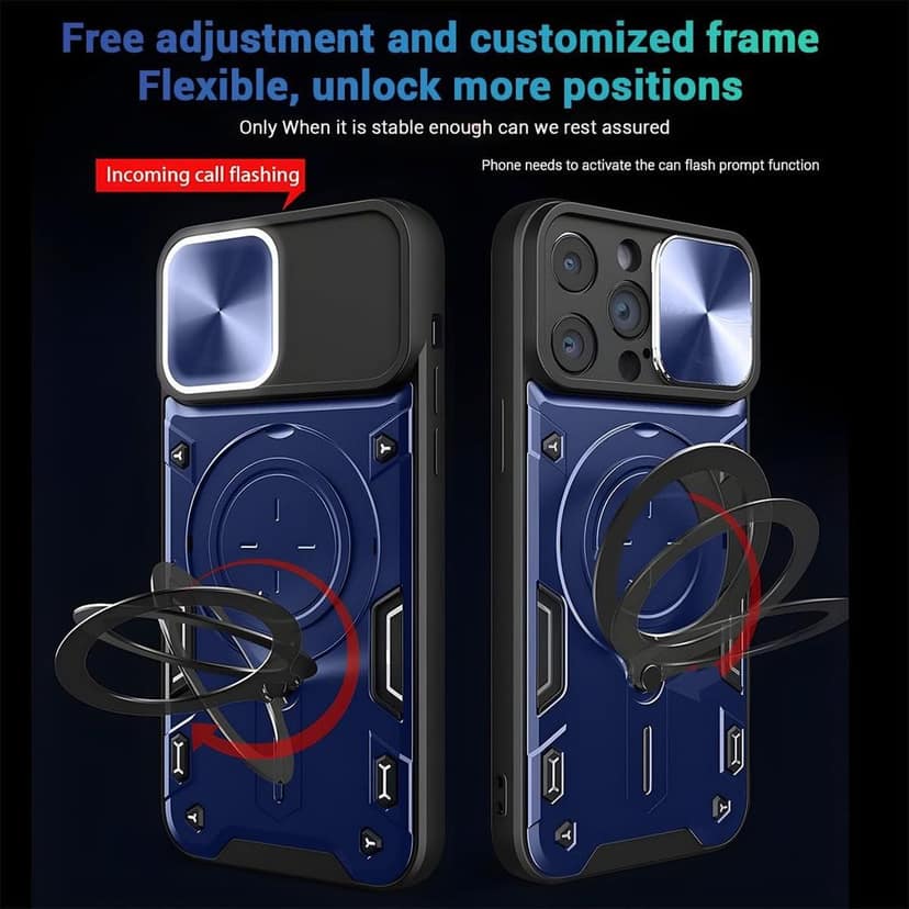 LIRAMARK Back Cover Case Compatible with iPhone 15 Pro (6.1 inch) with Stand & Slider Camera Military Grade Drop Protection view 6