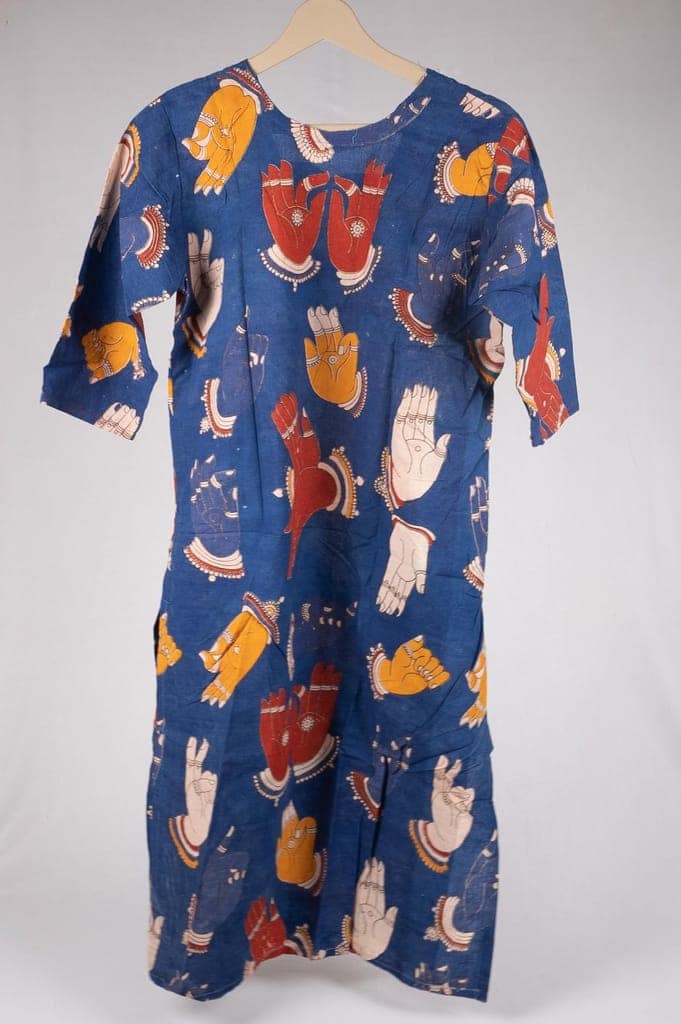 Cotton Kalamkari Kurti Blue Colour view 2