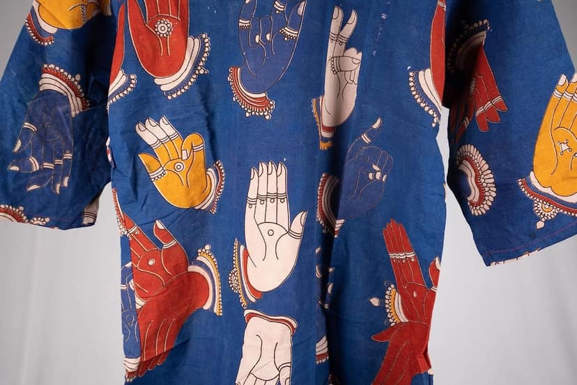 Cotton Kalamkari Kurti Blue Colour view 3
