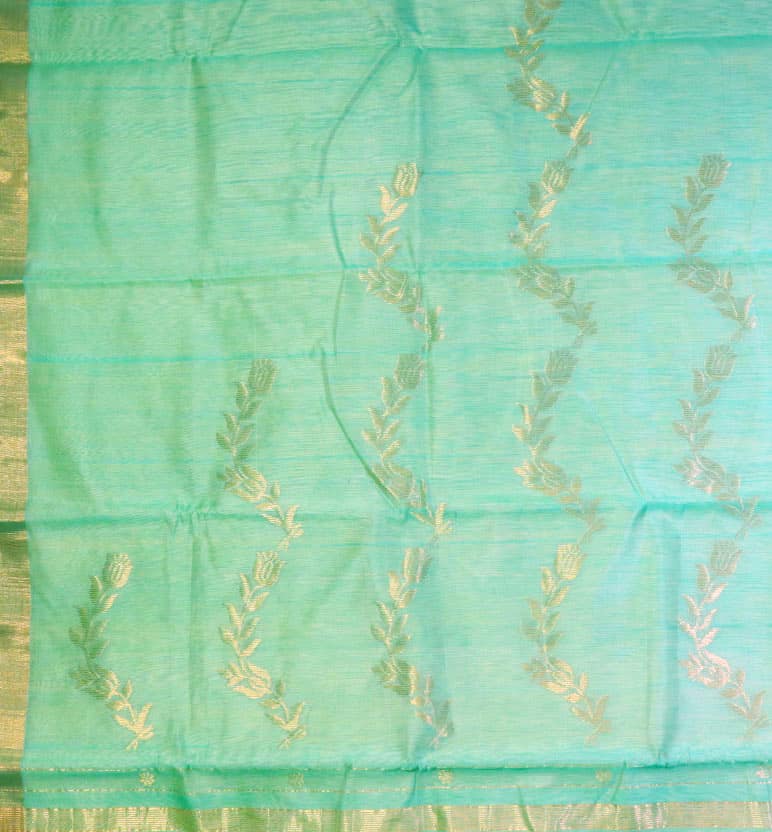 Handwoven Unstitched Chanderi 3 Piece Suit Set (Silk × Mercerized Cotton) view 2