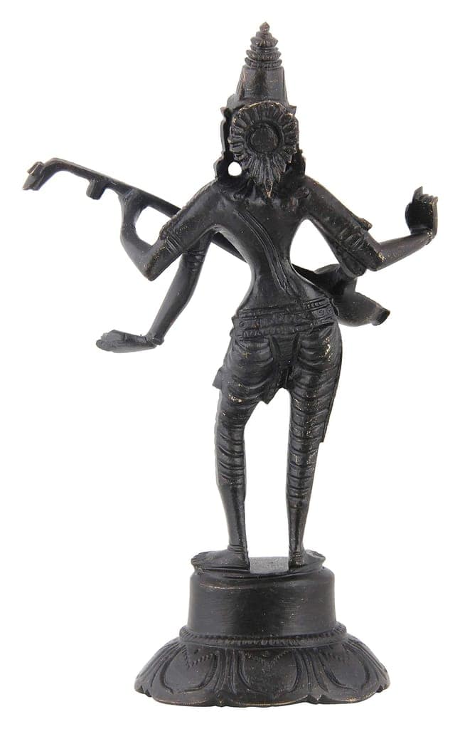 Poompuhar Brass Oxidized Saraswathi Idol (6 cm x 6 cm x 15 cm, Black) view 2