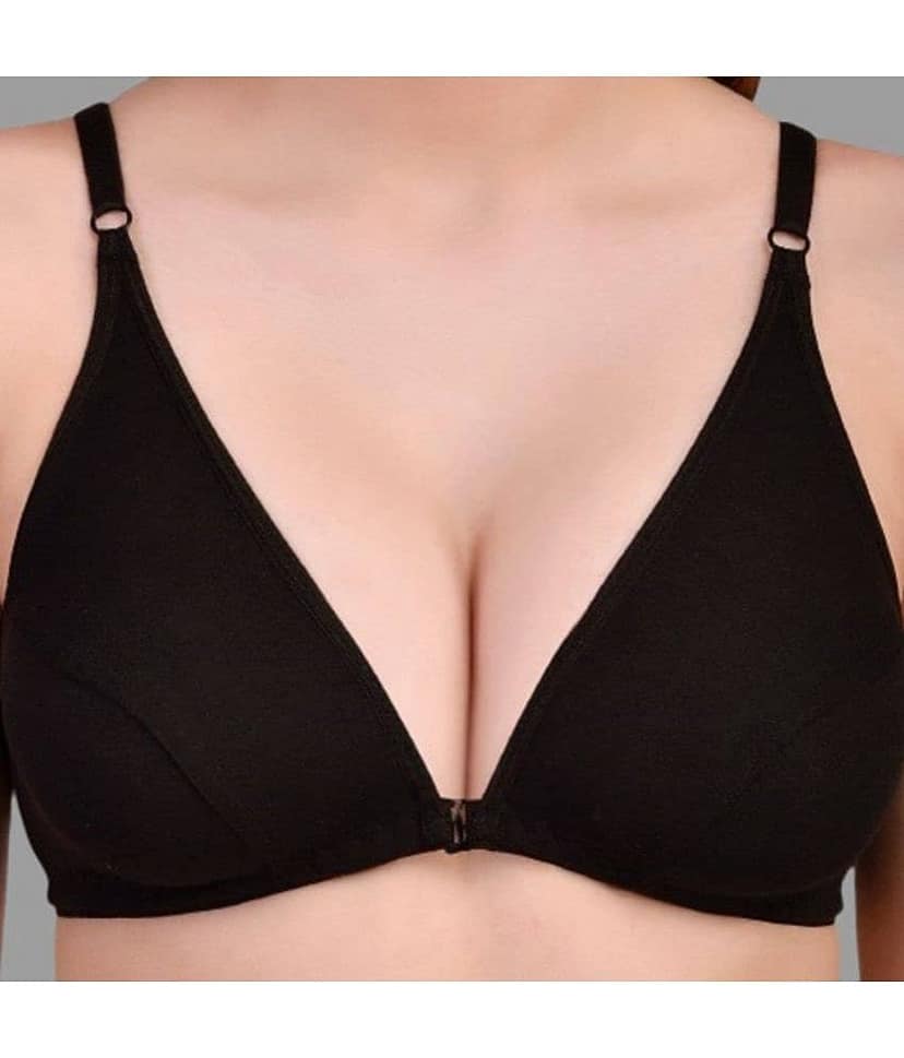 Zourt Pack of 2 Cotton Non Padded Women's Everyday Bra ( Black ) view 2