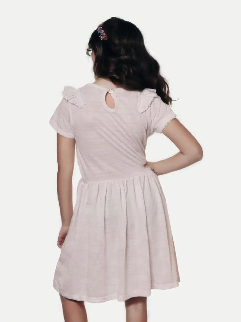 Teen Girls Off-white Dress with Ruffles view 4