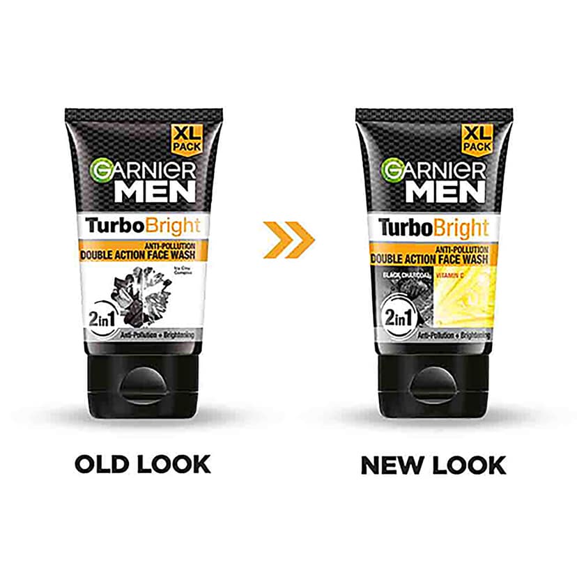 Garnier Men Turbo Bright Anti-Pollution Double Action Face Wash, 150 G view 2