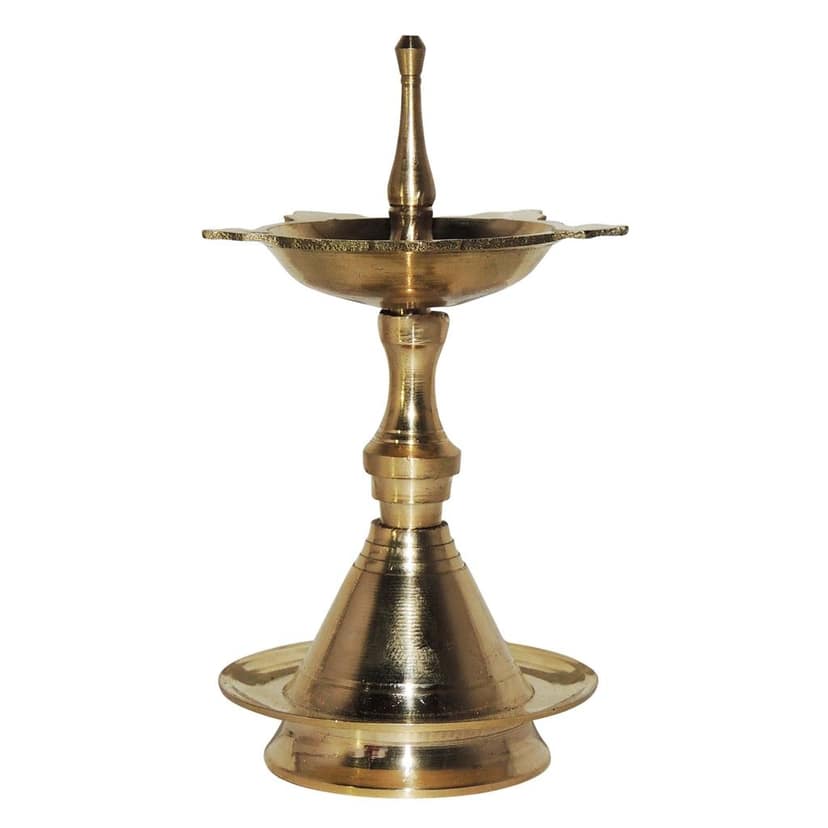 Brass Table Decor Kerala Fancy Deepak, Oil Lamp No. 1 - Elegant Puja Deepak for Home Use, Height : 3.5 Inch (FMAS683 A) view 2