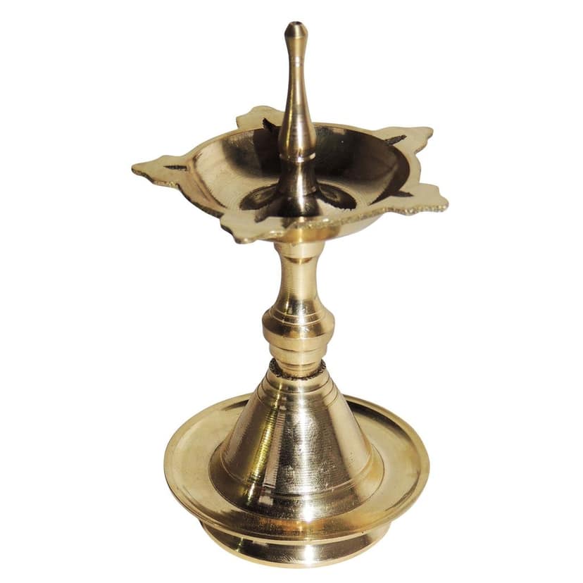 Brass Table Decor Kerala Fancy Deepak, Oil Lamp No. 1 - Elegant Puja Deepak for Home Use, Height : 3.5 Inch (FMAS683 A) view 3