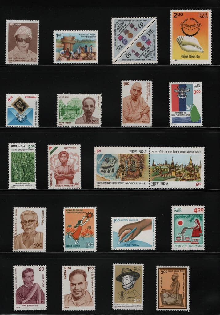 Shobhaphila's Indian MNH Commemorative Year Pack Stamp 1990 ( 36 Stamps)