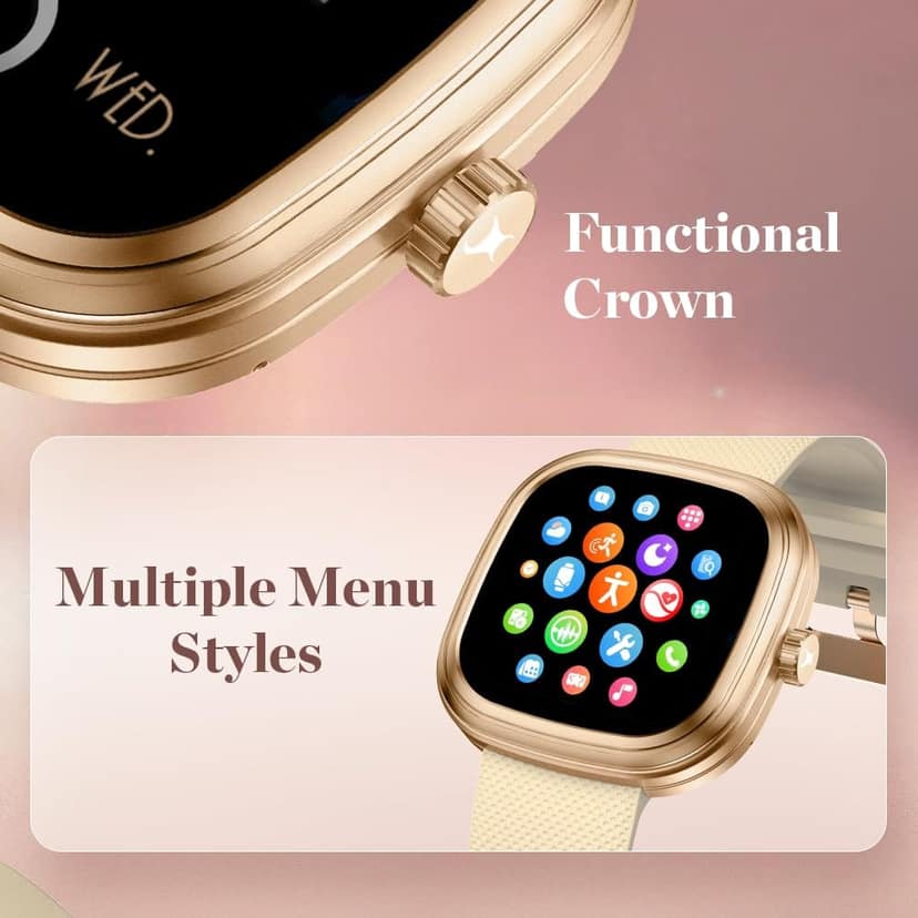 Fastrack Ryz Smart Watch for Women, 1.72” Super Ultra VU Display,Dynamic 60Hz Refresh Rate,AI Voice,Functional Crown,1ATM,BT Calling,HRM,SpO2 & Multiple Menu Styles,24/7 Health Suite - Ivory White view 7