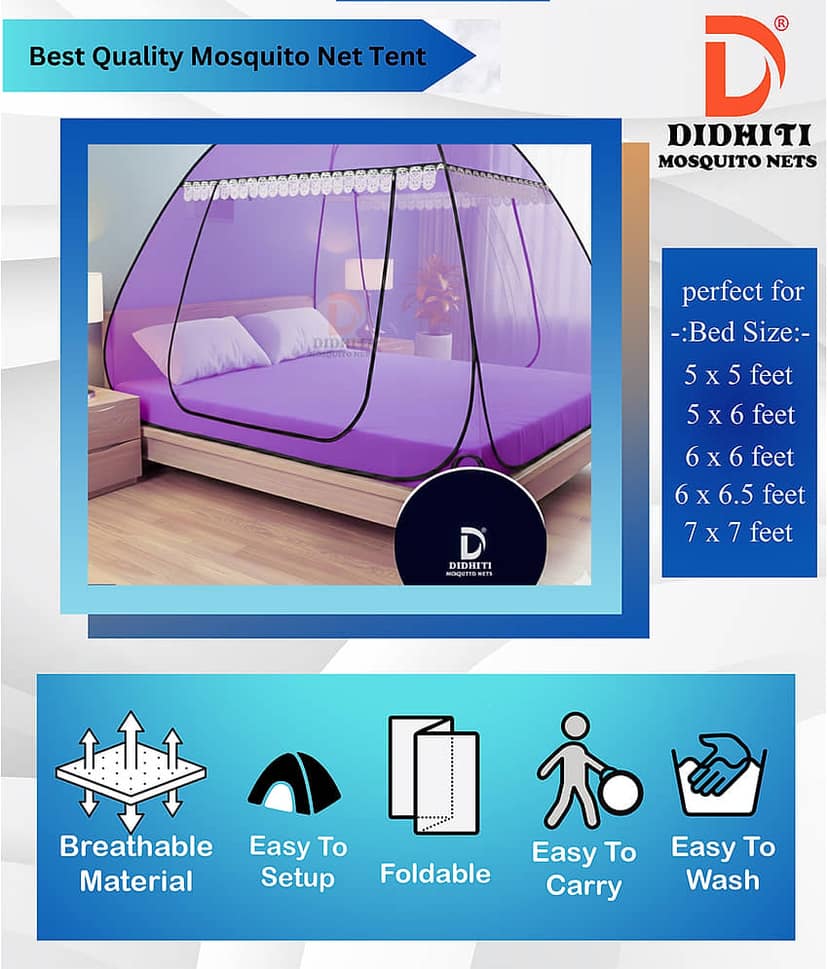 didhiti - White Polycotton Foldable Mosquito Net ( Pack of 1 ) view 2