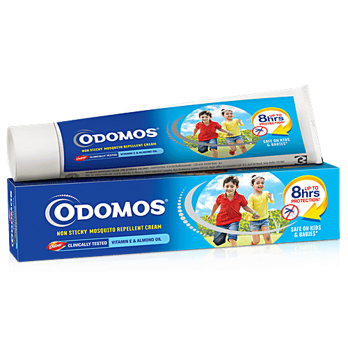 Odomos Cream - Non-Sticky Mosquito Repellent (With Vitamin E & Almond), 50 g Tube