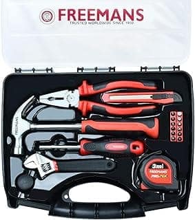 FREEMANS DIY19 Hand Tool Kit – 19 Piece Household Repair & Maintenance Set, Includes Hammer, Wrench, Pliers, Screwdriver Bits, Cutter & Tape, Portable Tool Box for DIY, Home, Office & Car Use