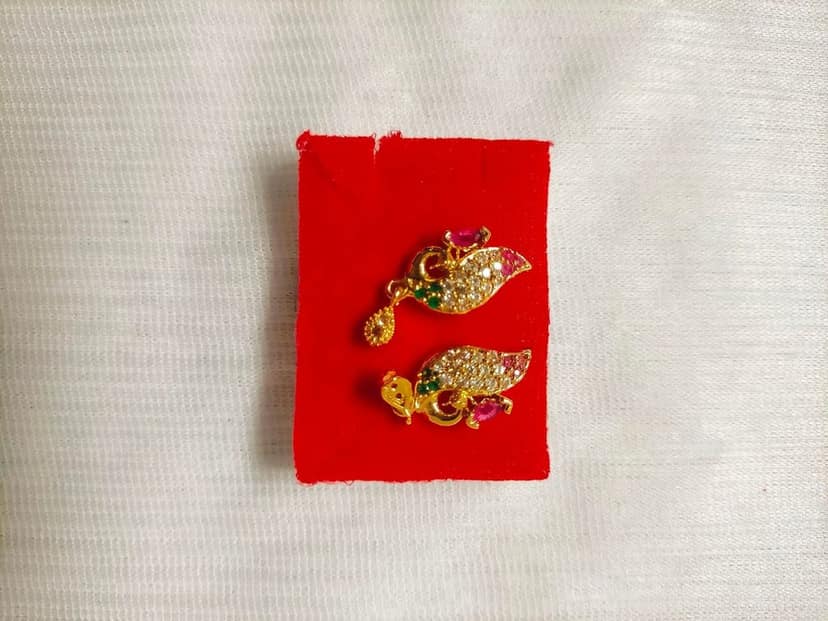 One Gram Ear Rings with Stones Alloy Drops view 3
