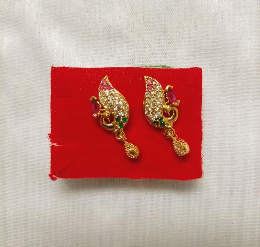 One Gram Ear Rings with Stones Alloy Drops view 4