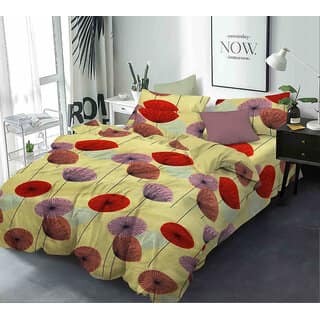Black Bee Almond Floral Print Bedsheet Double Bedsheet With 2 Pillow Covers (208 X 213 Cm)(Bs6-08)
