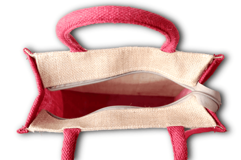 Jute Bag with Red Floral Design view 3