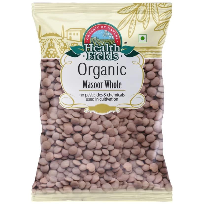 Health Fields Organic Masoor Whole Pulses 1Kg