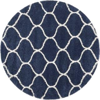 GALLERY HOME Silky Smooth Anti-Skid Shaggy Round Carpet with 2 inch Thickness (8x 8 Round, Blue C4)