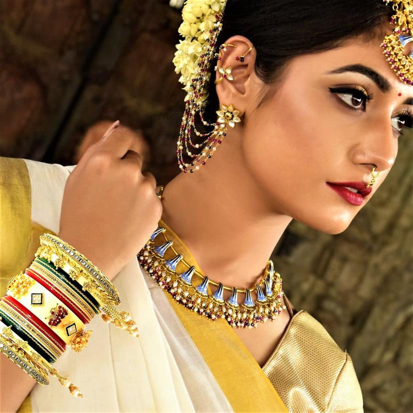 Dalliance Off White Colour Gold-Plated Wedding Chuda view 3