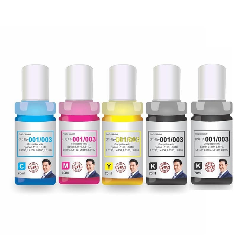 ProDot Ep 001/003 Inkjet Ink Refill Compatible with Epson L1110, L1455, L3100, L3101, L3110, L3150, L4150, L4160, L5190, L6160, L6170, L6190 Ink Tank Printers