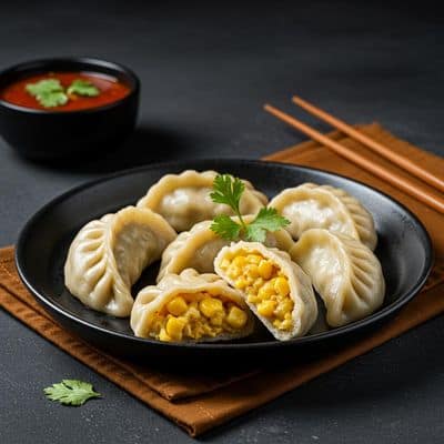 Corn Cheese Momos Steamed