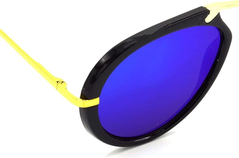 HRINKAR Unisex Wrap-around Sunglasses Golden & Black Frame, Pink & Yellow Lens (Medium) - Pack of 2 view 7