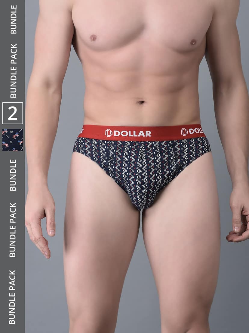 Men's Assorted Pack of 2 Combed Cotton Printed Brief