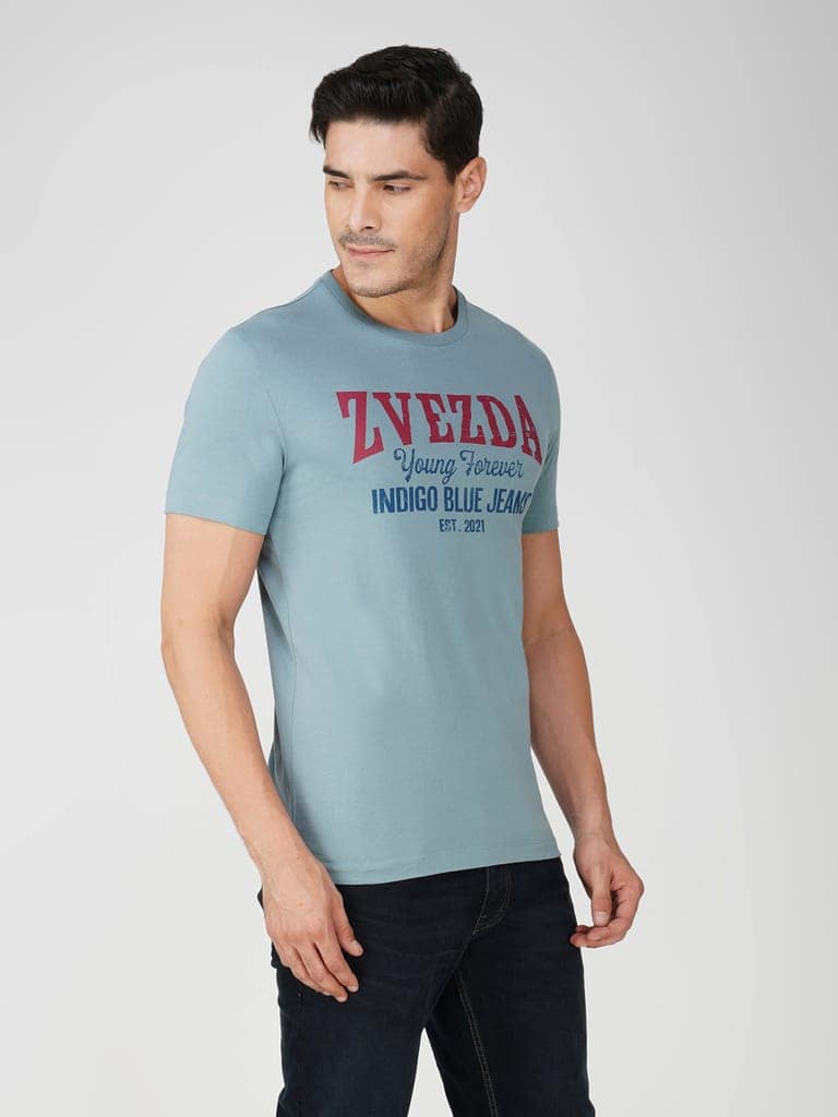 Men’s Branded 100% Cotton Jersey T-Shirt Blue view 3