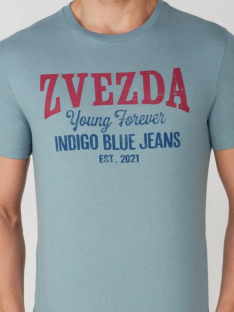 Men’s Branded 100% Cotton Jersey T-Shirt Blue view 5