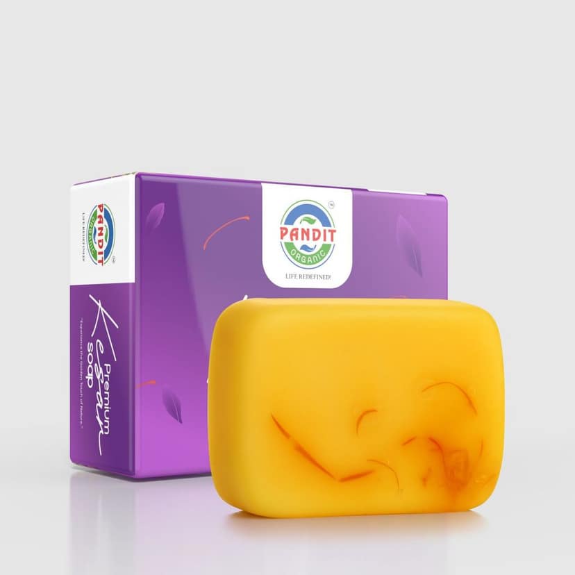 Pure Kesar Organic Handmade Soap Bar (Value Pack - 100 g) – Cold-Pressed Oils, Plant Glycerin & Natural Botanicals, Sulfate & Paraben Free, Ayurvedic Herbal Cleanser for All Skin Types – Exfoliating & Moisturizing
