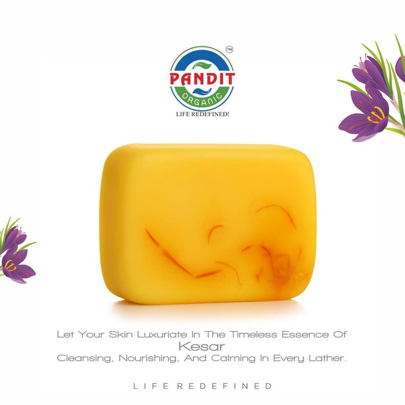 Pure Kesar Organic Handmade Soap Bar (Value Pack - 100 g) – Cold-Pressed Oils, Plant Glycerin & Natural Botanicals, Sulfate & Paraben Free, Ayurvedic Herbal Cleanser for All Skin Types – Exfoliating & Moisturizing view 5