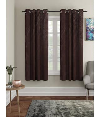 Cortina - Floral Embossed Room Darkening Eyelet Curtain-9 Ft-pack of 2