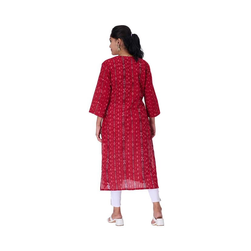 GUENDICHA HAAT Sambalpuri Certified Handloom Women's Pure Cotton Kurta view 3