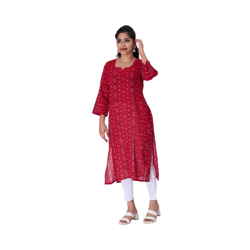 GUENDICHA HAAT Sambalpuri Certified Handloom Women's Pure Cotton Kurta view 4