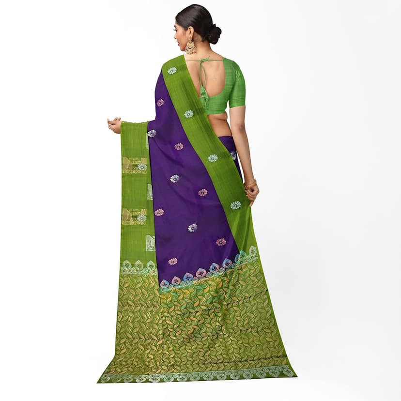 Ink Blue Color Kanjivaram Pure Silk Saree view 2