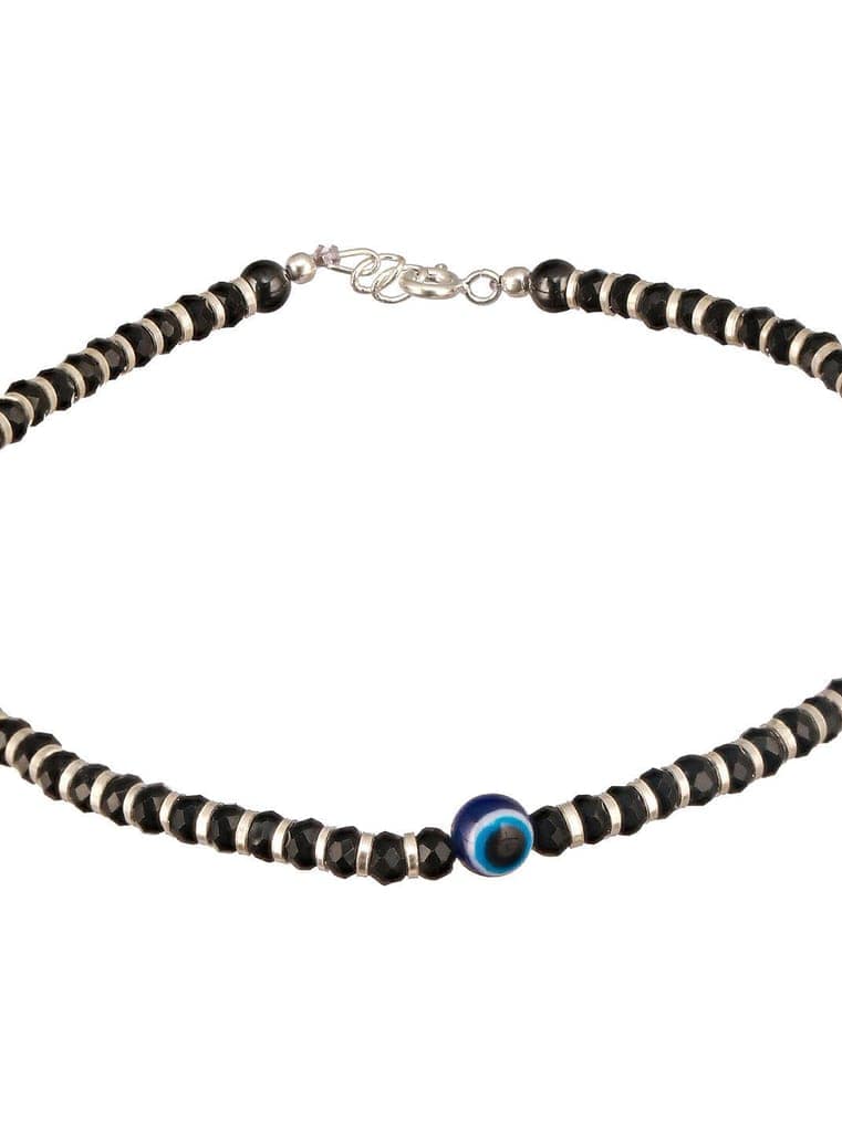 925 Sterling Silver Black Beads Dailywear Minimal Anklet view 7