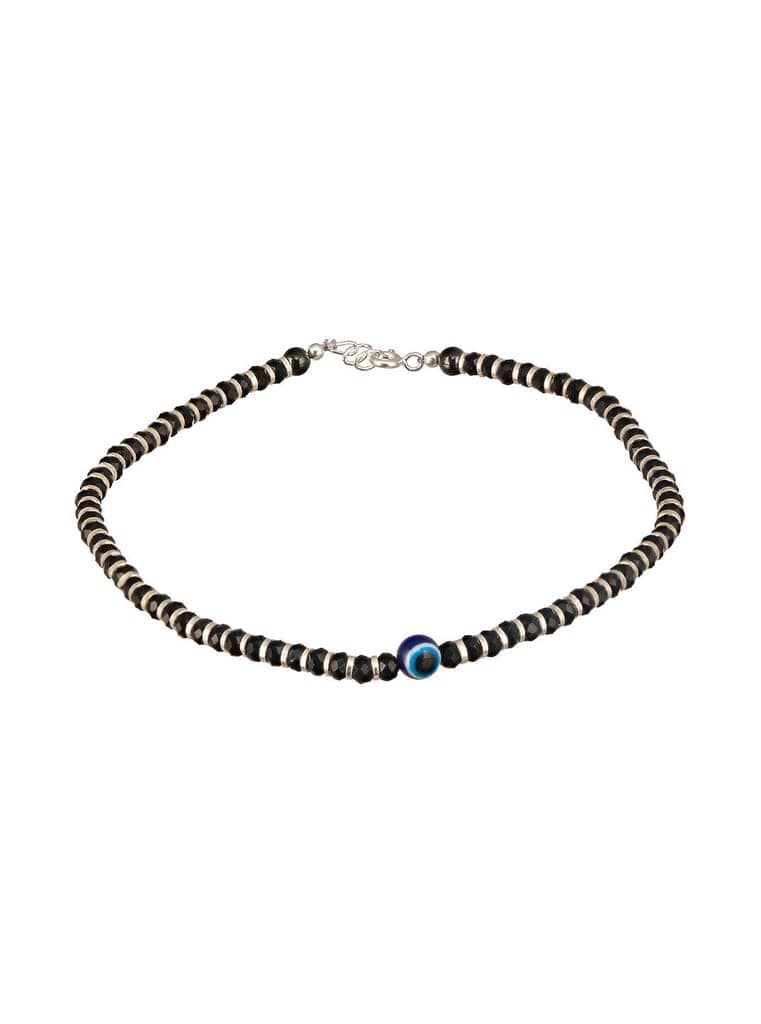 925 Sterling Silver Black Beads Dailywear Minimal Anklet view 8