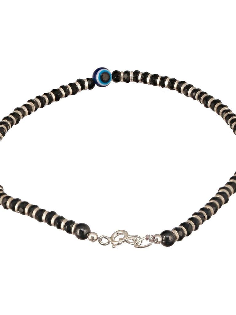 925 Sterling Silver Black Beads Dailywear Minimal Anklet view 9