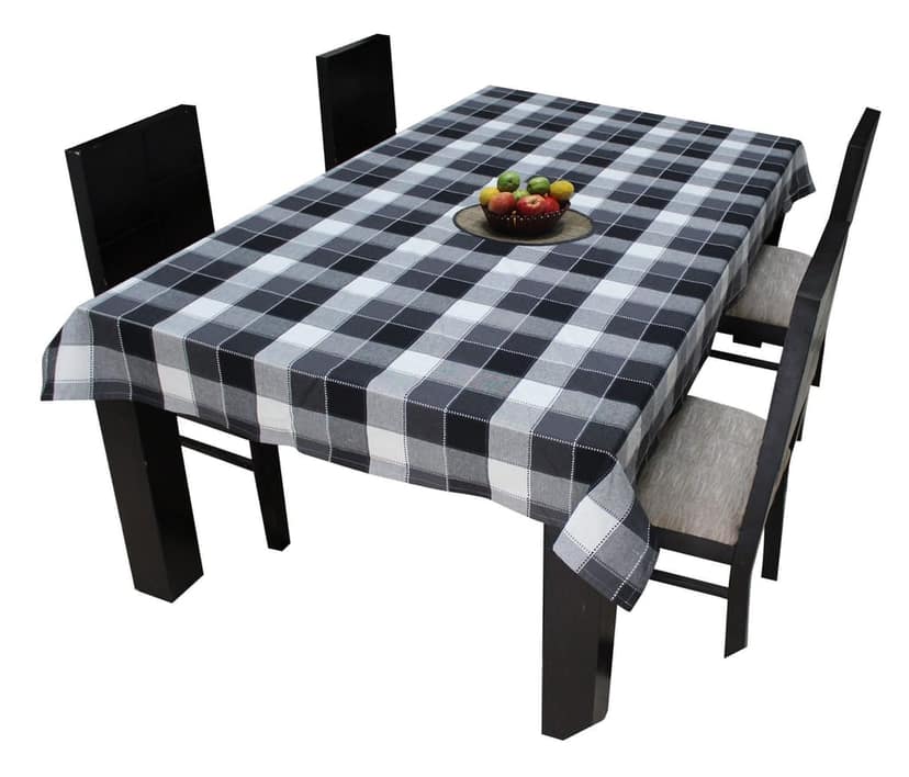 AIRWILL Cotton Jacquard Dobby Checks with Multicolor Combos of 4/6 Seater Tablecloth, Sized 140cm Width and 140cm Length