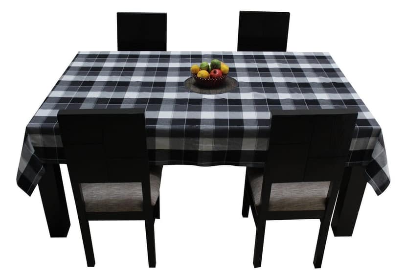 AIRWILL Cotton Jacquard Dobby Checks with Multicolor Combos of 4/6 Seater Tablecloth, Sized 140cm Width and 140cm Length view 2