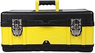 Eastman 17" Organised Heavy-Duty Portable Essential Toolbox with Top Lid and Removable Tray Compartment for Easy & Convenient Storage, YELLOW & BLACK (E-2250)