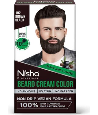 Nisha Beard Colour for Men Black Brown 40g, Professional Beard Hair Colour, Ammonia Free Beard Cream Hair Color